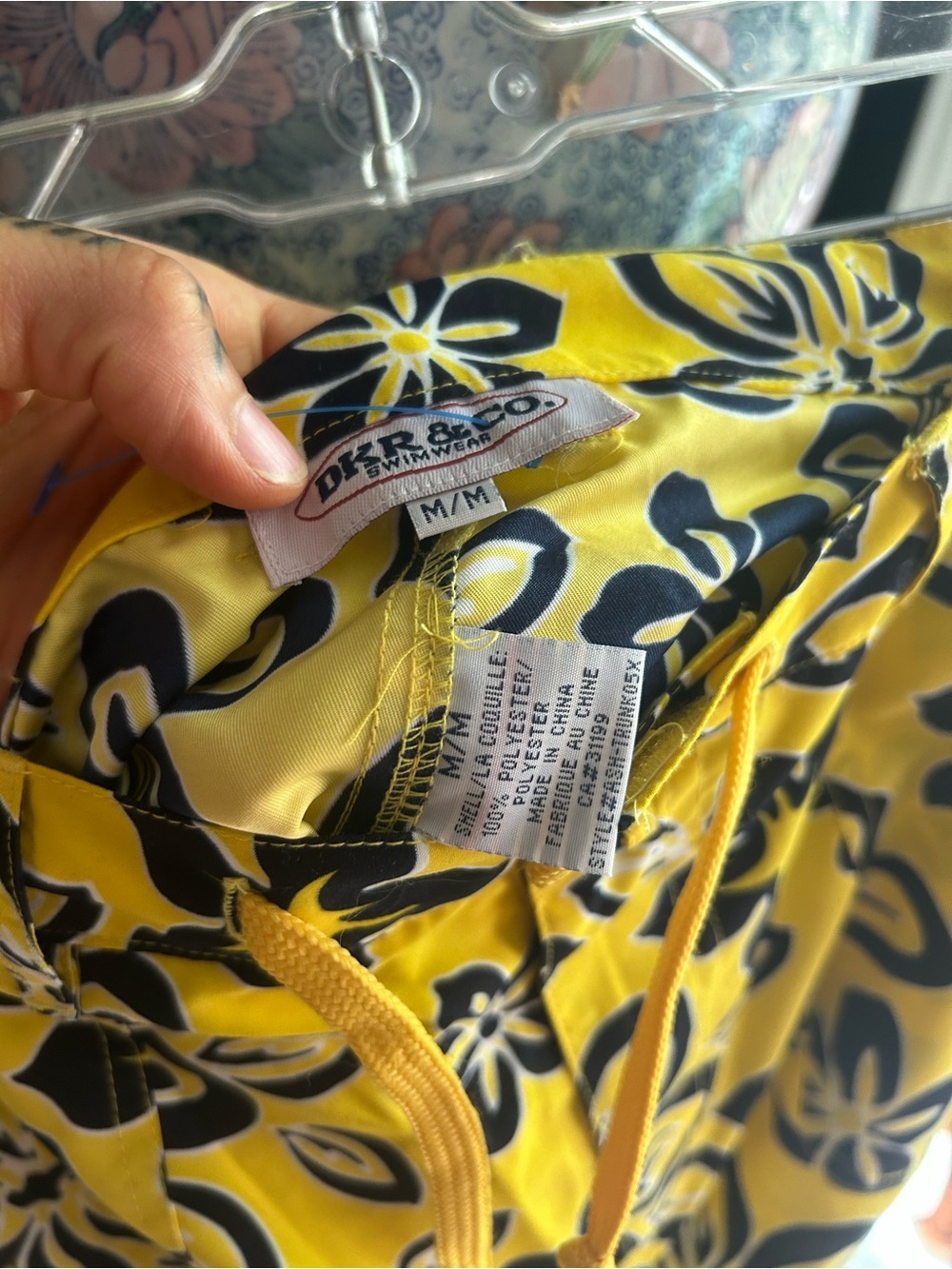 WWomen's Yellow Floral Bermuda Shorts with Black Print - Picture 5 of 12